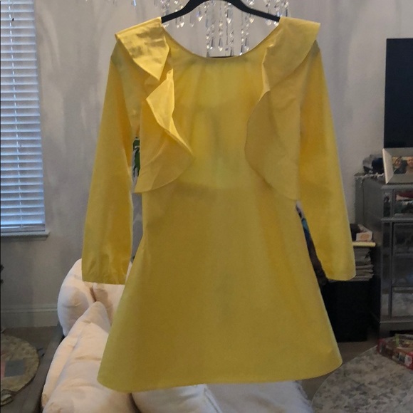 zara yellow ruffle dress